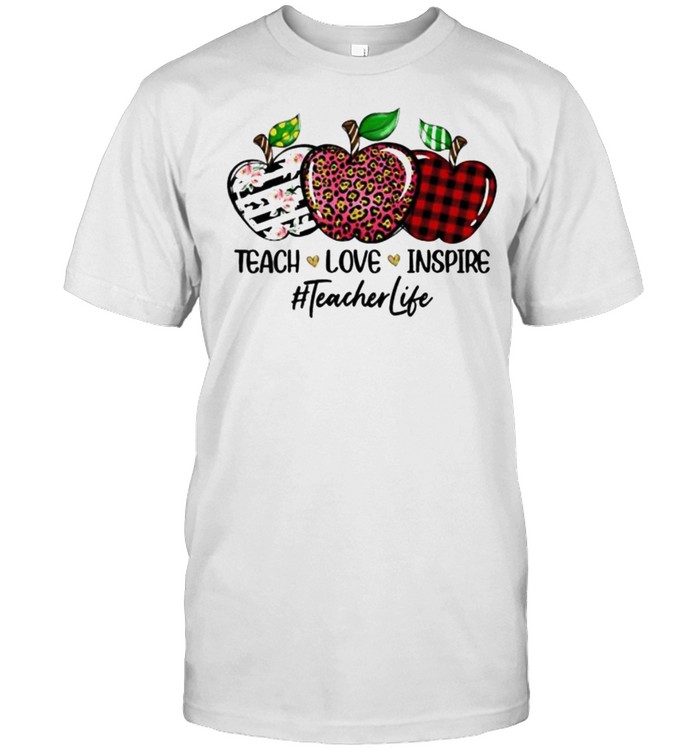 Teacher love inspire teacherlife apples leopard flower shirt