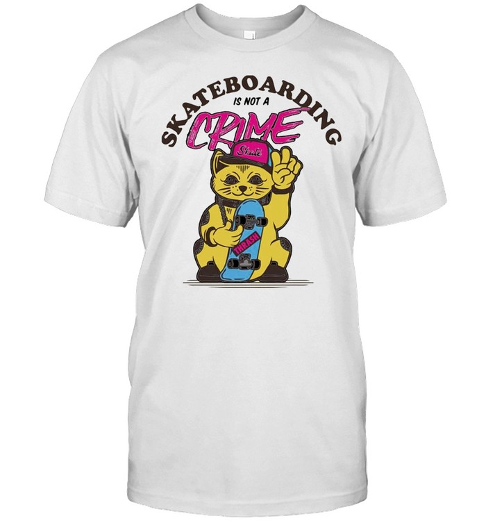 Cat skate skateboarding is not a crime shirt