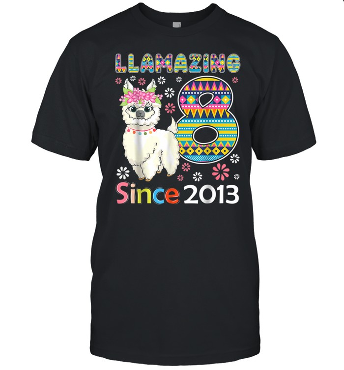 Llamazing I'm 8 year old Girl Theme 8th Birthday Farm shirt