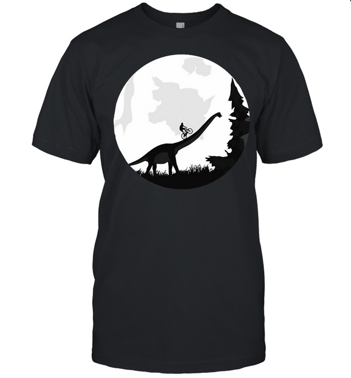 Bike On A Dinosaur Moon Silhouette Mtb Mountain Biking T-shirt