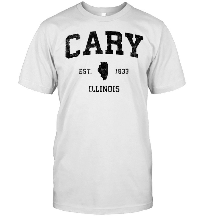 Cary Illinois IL Vintage Sports Design Black Print shirt