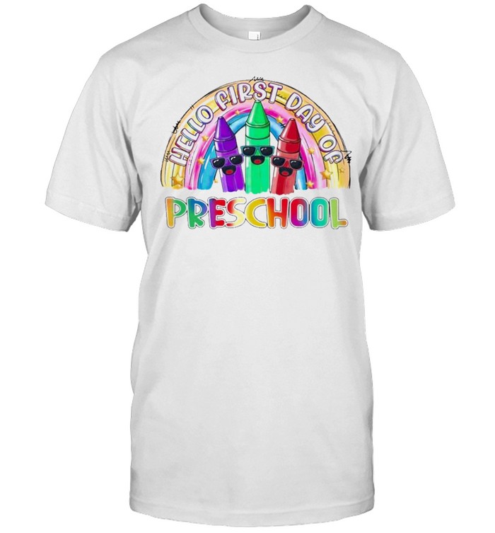 Hello First Day Of Preschool Rainbow Back to School shirt