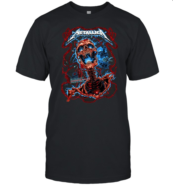 Love Metallica’s Cool Skull Lightning Blue T-shirt