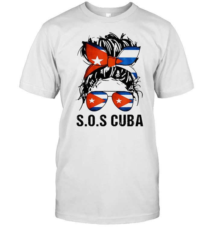 Messy Bun Sos Cuba flag shirt