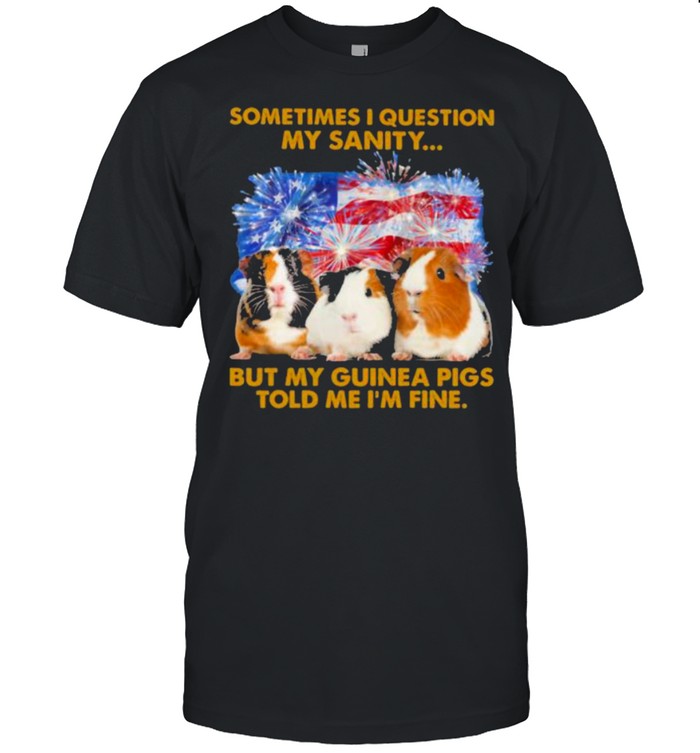 Sometimes I Question My Sanity But My Guinea Pigs Told Me I’m Fine American Flag Firework Shirt