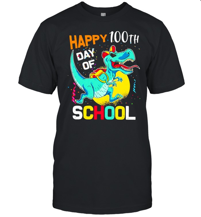 Dinosaur happy 100 days of school shirt
