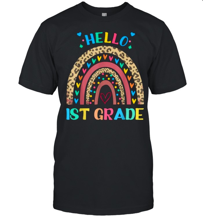 Hello First Grade Retro Rainbow Heart for Teachers T-Shirt