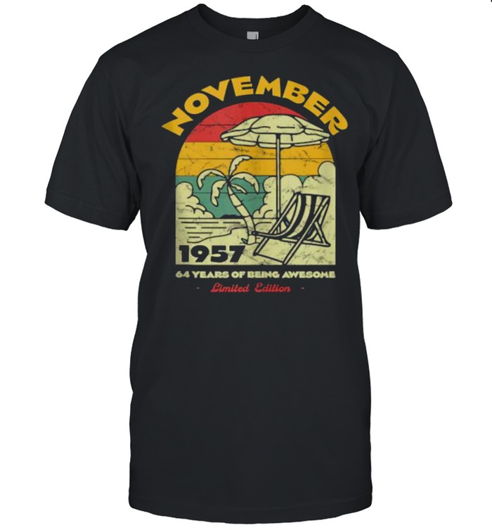 November 1957 64 Years of Being Awesome Birthday Vintage T-Shirt