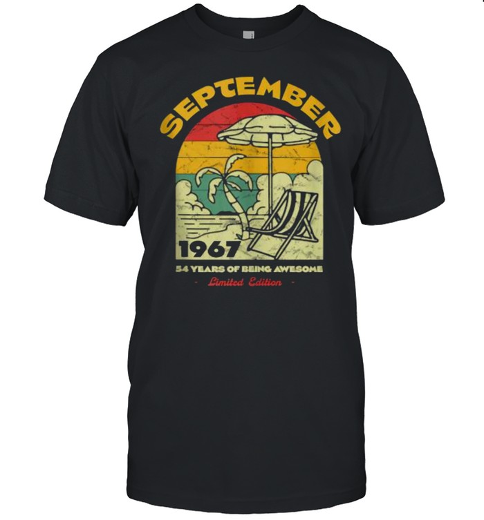 September 1967 54 Years of Being Awesome Birthday Vintage T-Shirt