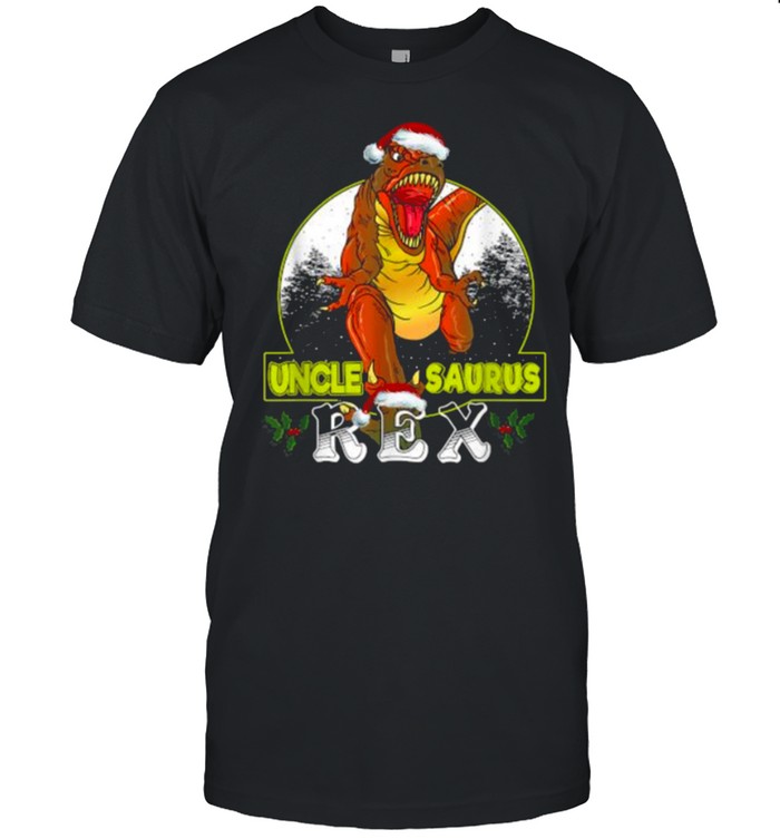 Uncle Saurus T Rex Christmas Santa Hat Dinosaur T-Shirt