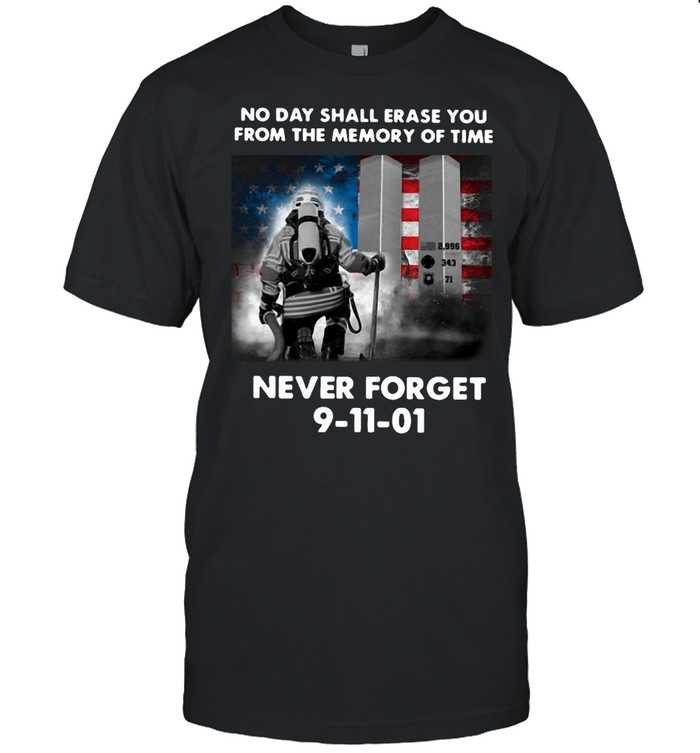 American Flag Diver No Day Shall Erase You From The Memory Of Time Never Forget 9-11-01 T-shirt