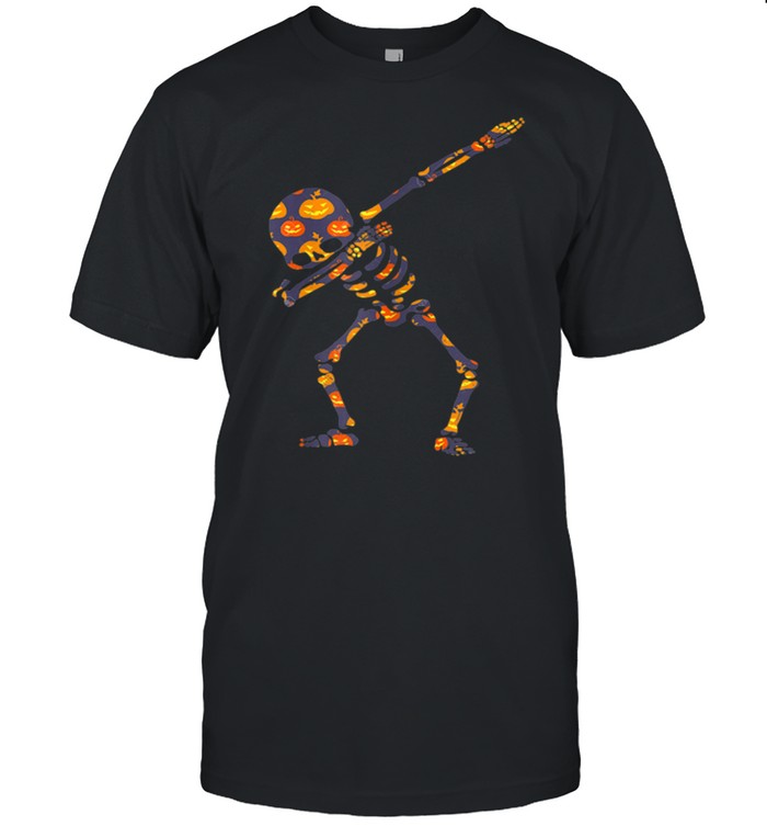 Dabbing Skeleton Pumpkin Halloween Dab Boys shirt