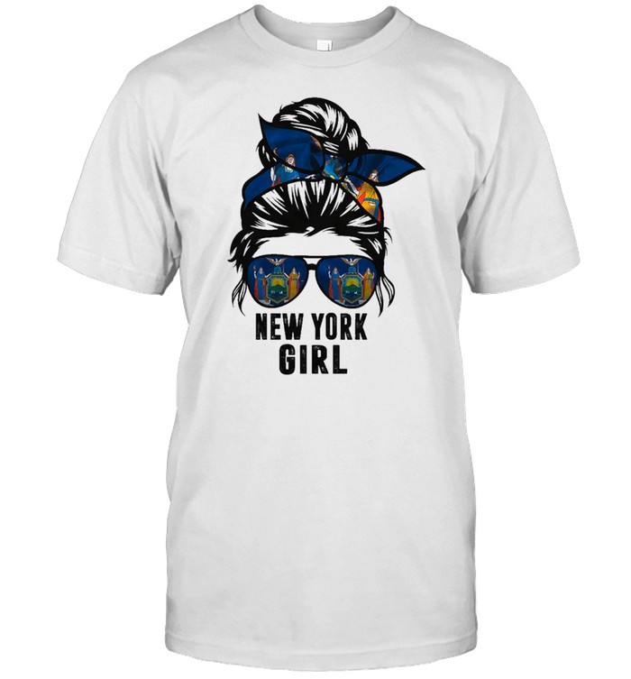 Messy Bun Life Hair Glasses NEW YORK Girl shirt