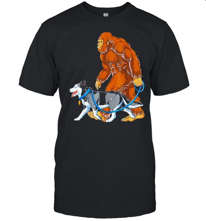 bigfoot Dog Walk Siberian Husky shirt