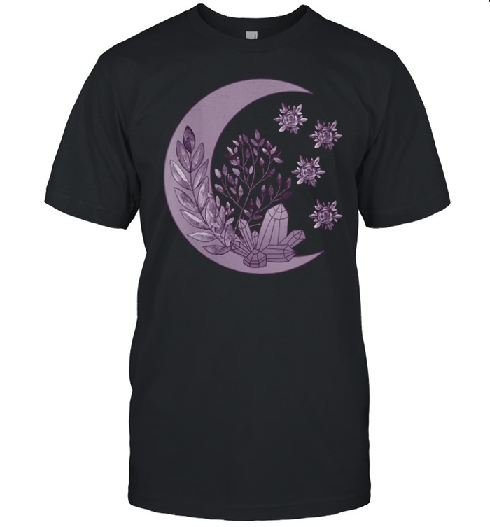 Witchcore Crescent Moon Crystal Flowers Dark Goth Witch T-shirt