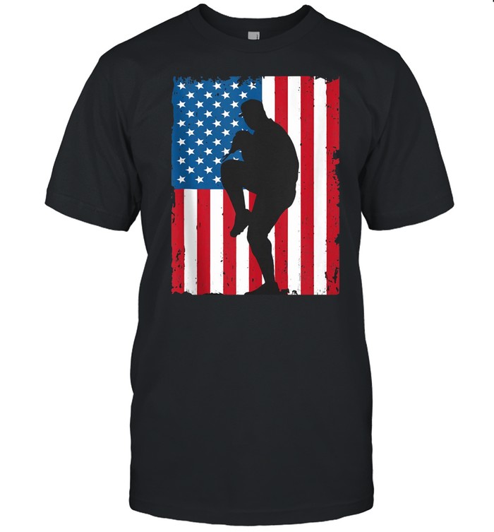 Baseball American Flag Vintage Sports USA T-shirt