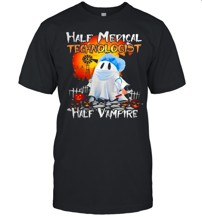 Ghost Half Medical Technologist Half Vampire Halloween T-shirt