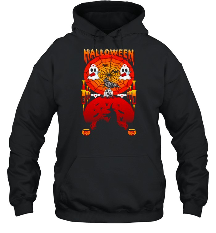 Halloween ghost witch vaccine shirt Unisex Hoodie