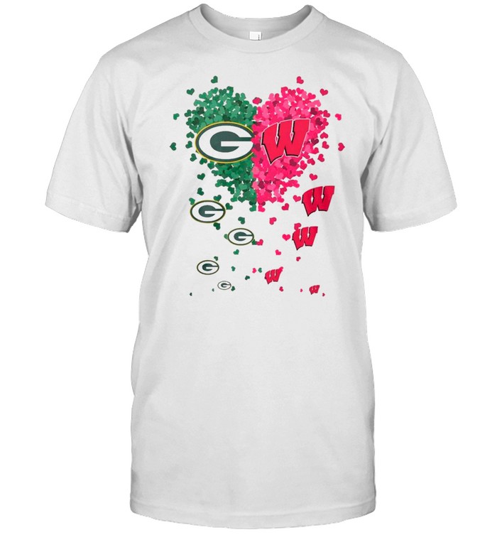 Heart Green Bay Packers And Wisconsin Badgers Love shirt