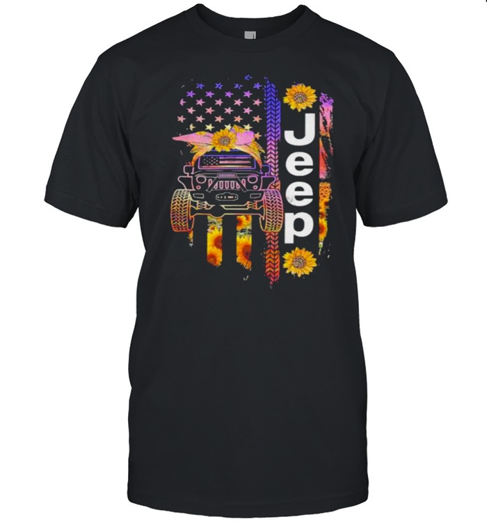 jeep And Sunflower Flag Shirt