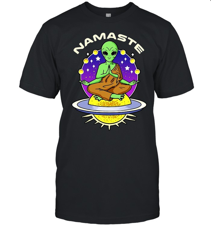 Meditating Alien Yoga Namaste T-shirt