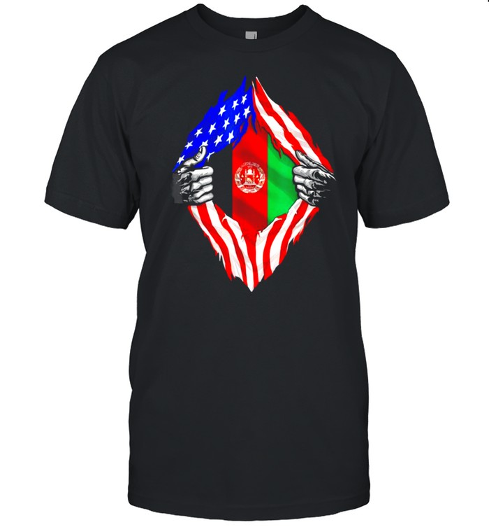 Super Afghan Heritage Afghanistan Roots USA Flag Tee Shirt