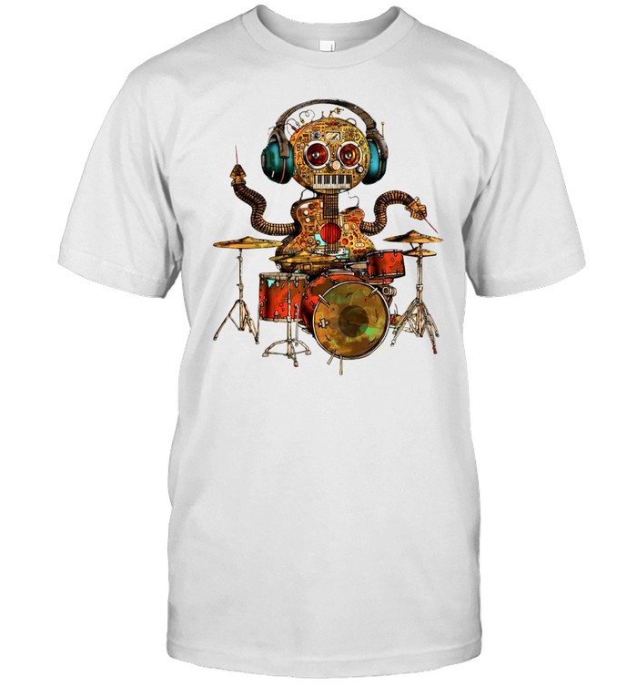 Drum-robot play drum shirt