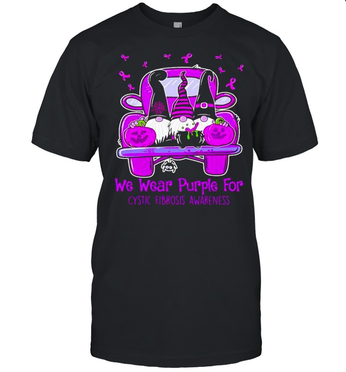 Gnomes cystic fibrosis awareness we wear purple for Halloween shirt