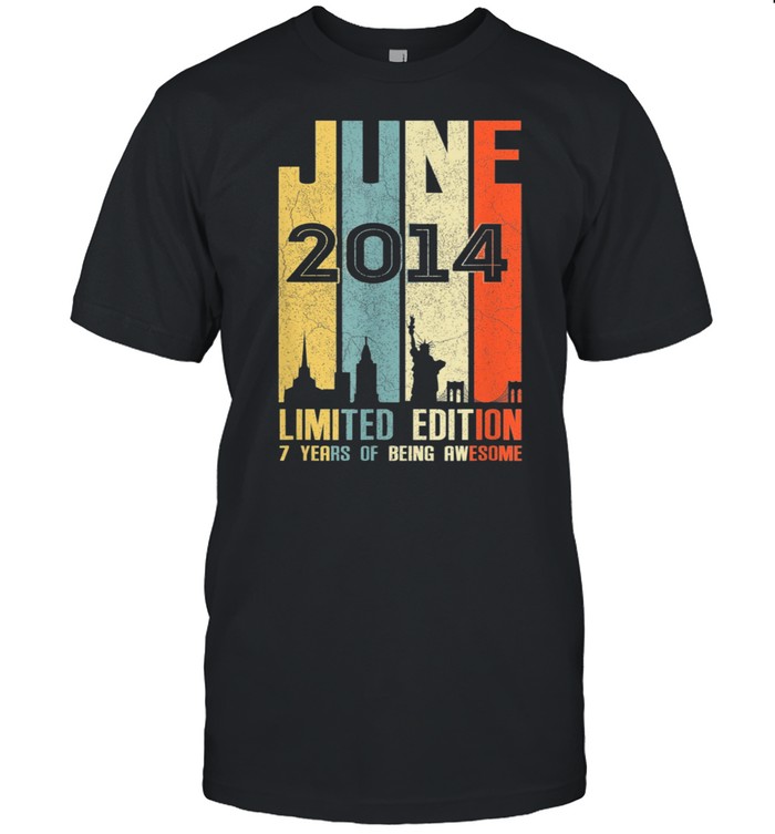 June 2014 7 Birthday 7 Year Old 2014 Birthday Vintage shirt