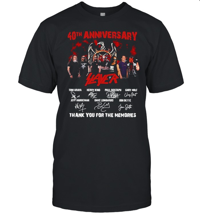 40th Anniversary Slayer thank you for the memories signatures shirt