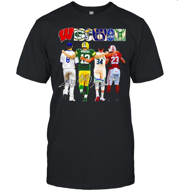 wisconsin rodgers giannis and taylor and antetokounmpo and ryan braun signatures shirt