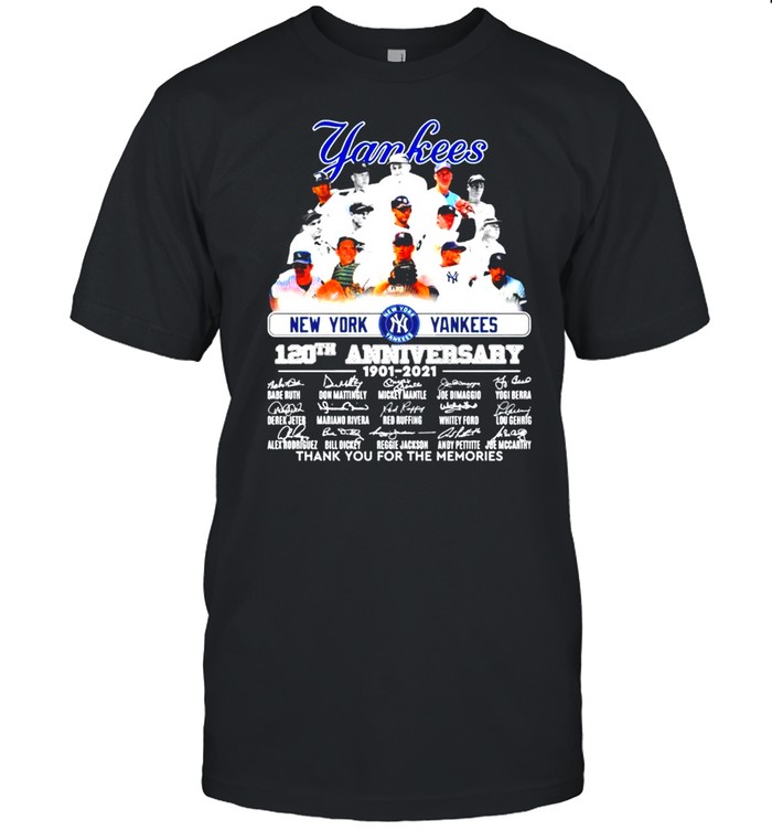 New York Yankees 120th anniversary 1901-2021 signatures shirt