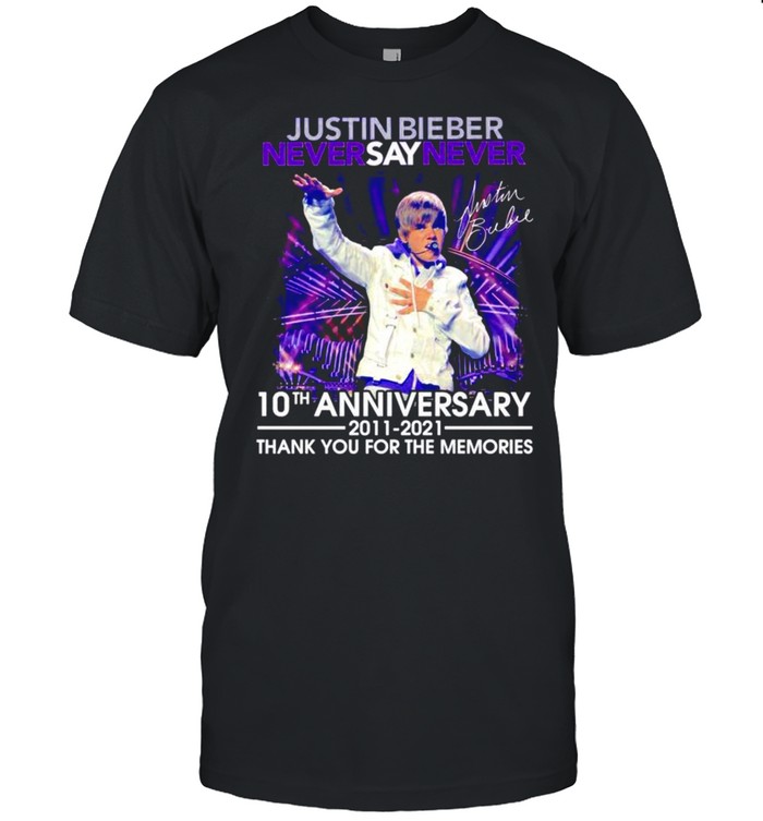 Justin Bieber never say never 10th anniversary signature shirt