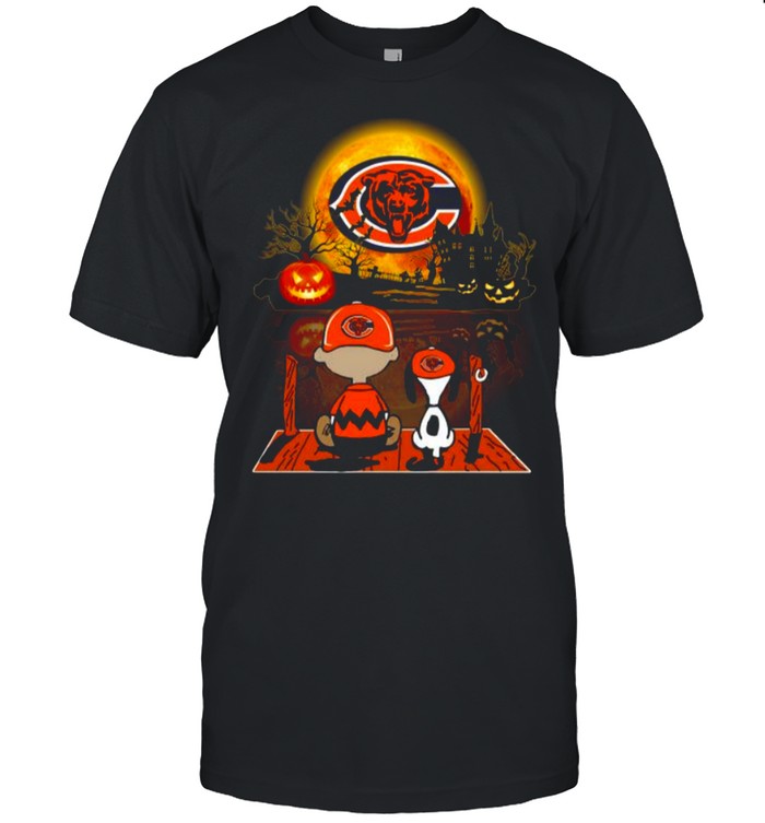 Snoopy and Charlie Brown Pumpkin Chicago Bears Halloween Moon shirt