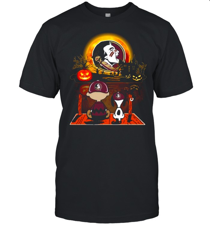 Snoopy and Charlie Brown Pumpkin Florida State Seminoles Halloween Moon shirt