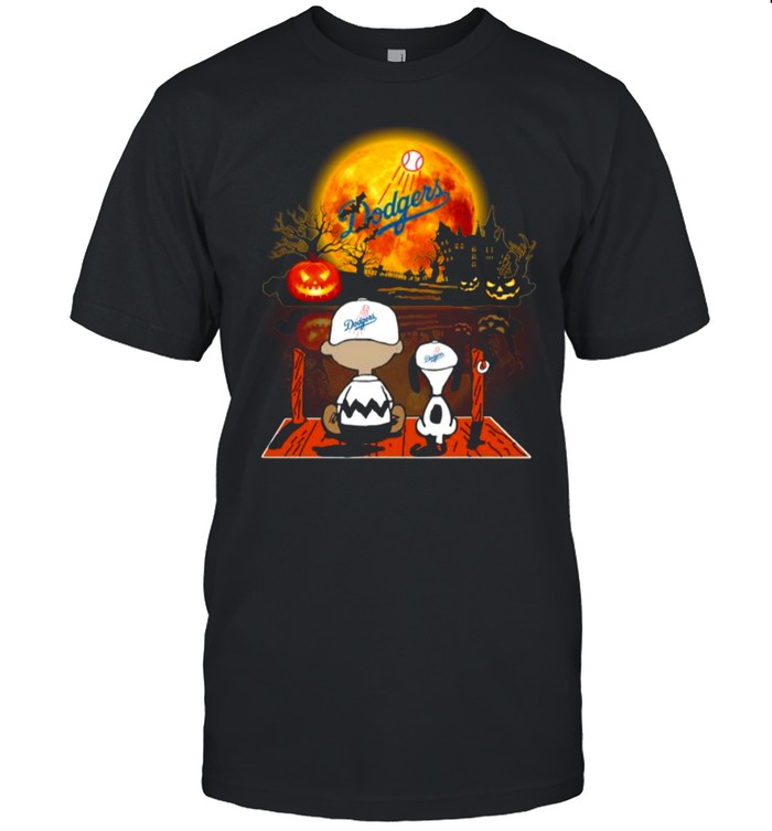 Snoopy and Charlie Brown Pumpkin Los Angeles Dodgers Halloween Moon shirt