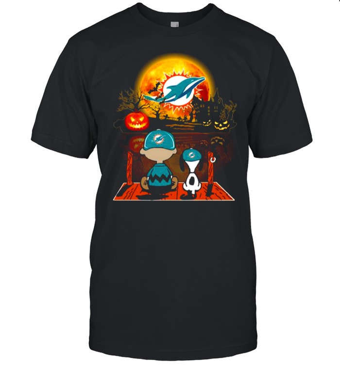 Snoopy and Charlie Brown Pumpkin Miami Dolphins Jackets Halloween Moon shirt