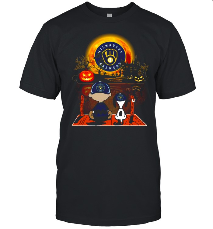 Snoopy and Charlie Brown Pumpkin Miami Milwaukee Brewers Halloween Moon shirt