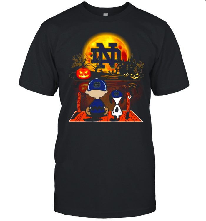 Snoopy and Charlie Brown Pumpkin Notre Dame Fighting Irish Halloween Moon shirt