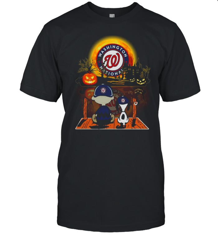 Snoopy and Charlie Brown Pumpkin Washington Nationals Halloween Moon shirt