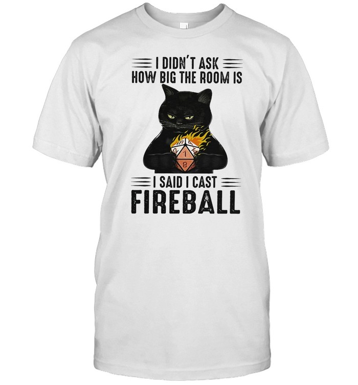 Black Cat I didnt ask how big the room is I said I cast fireball shirt