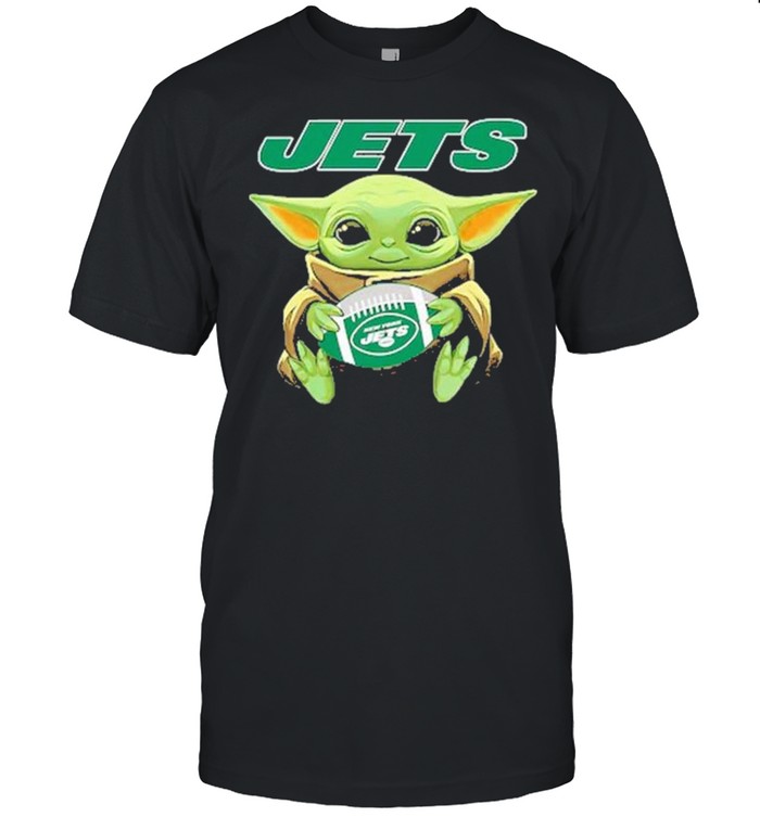 Jets american football team face cover baby yoda shirt