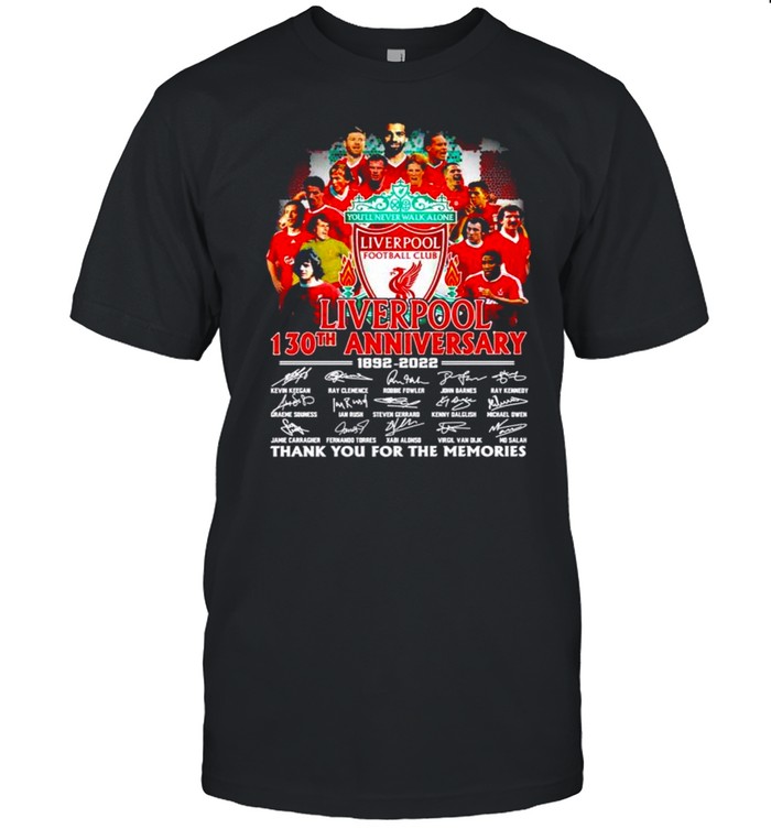 Liverpool 130th anniversary 1892-2022 signatures t-shirt