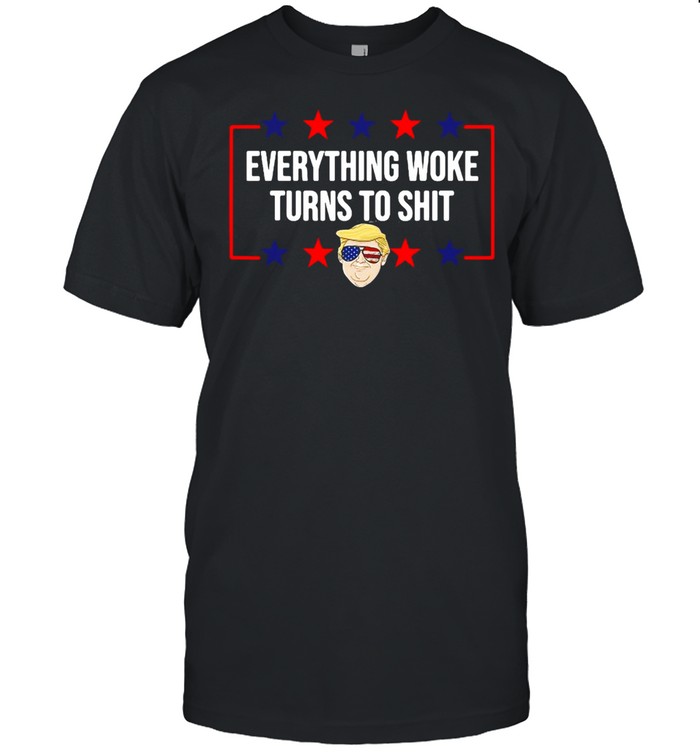 Everything Woke Turns To Shit Donald Trump American flag 2024 T-shirt
