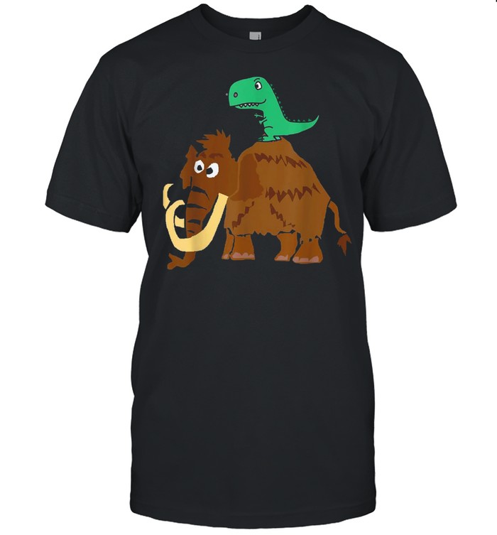 Smilealotteesa Green Trex Dinosaur on Wooly Mammoth shirt