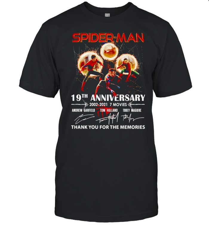 Spider Man 19th Anniversary 2002 2021 thank you for the memories shirt