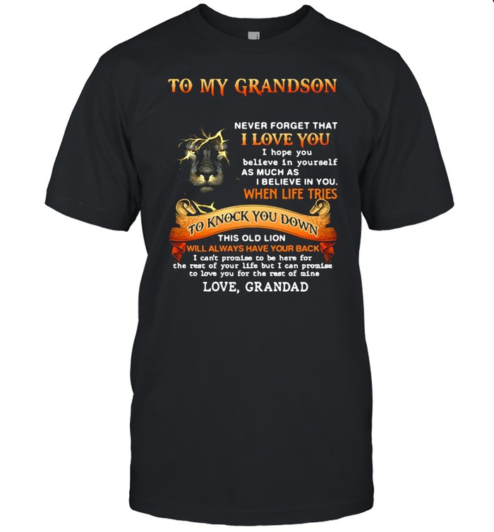 Lion To My Grandson Never Forget That I Love You When Life Tries To Knock You Down This Old Lion T-shirt