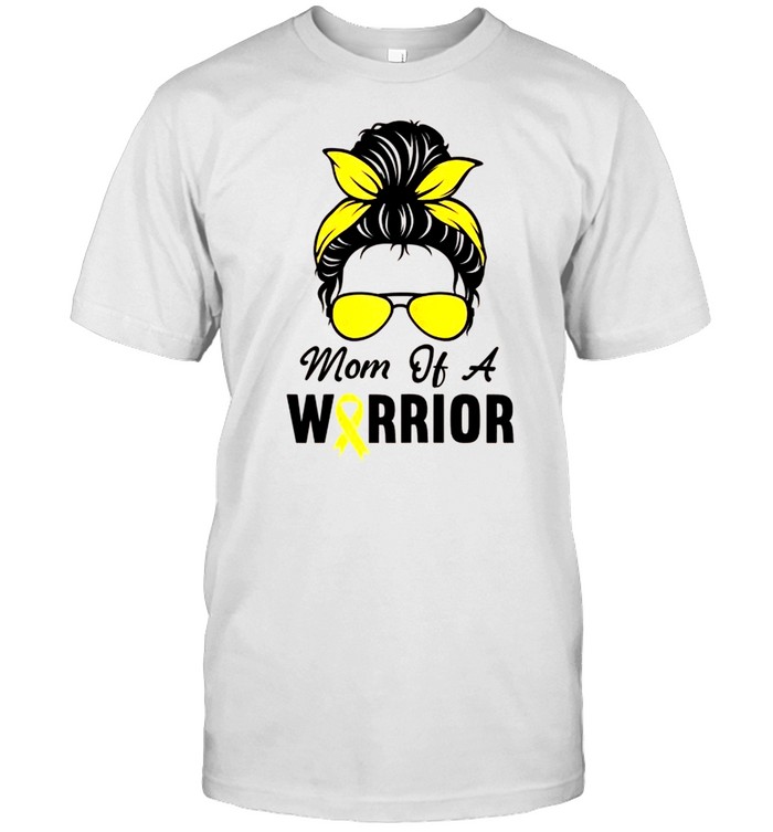 Childhood Cancer Shirt Awareness Mom Of A Warrior Messy Bun shirt