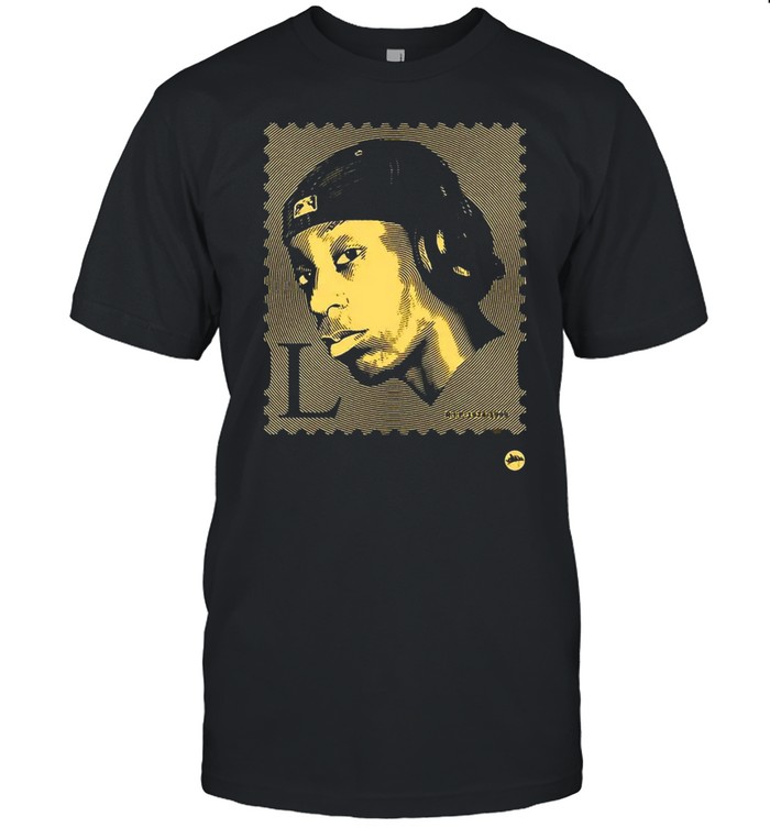 Big-L Hiphop Stamp Black And Gold T-shirt