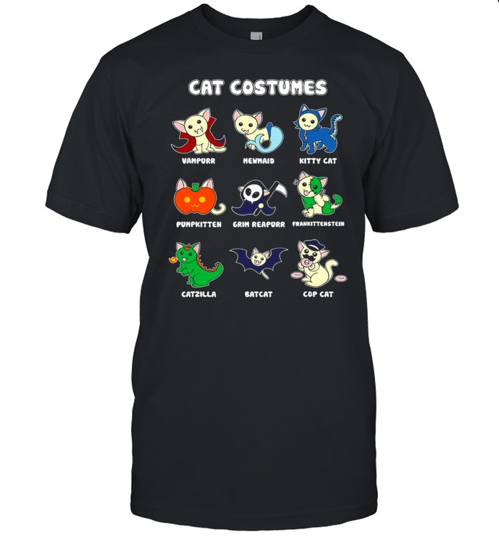 Halloween Cat Costumes Vampire Mermaid Kitty Cat shirt